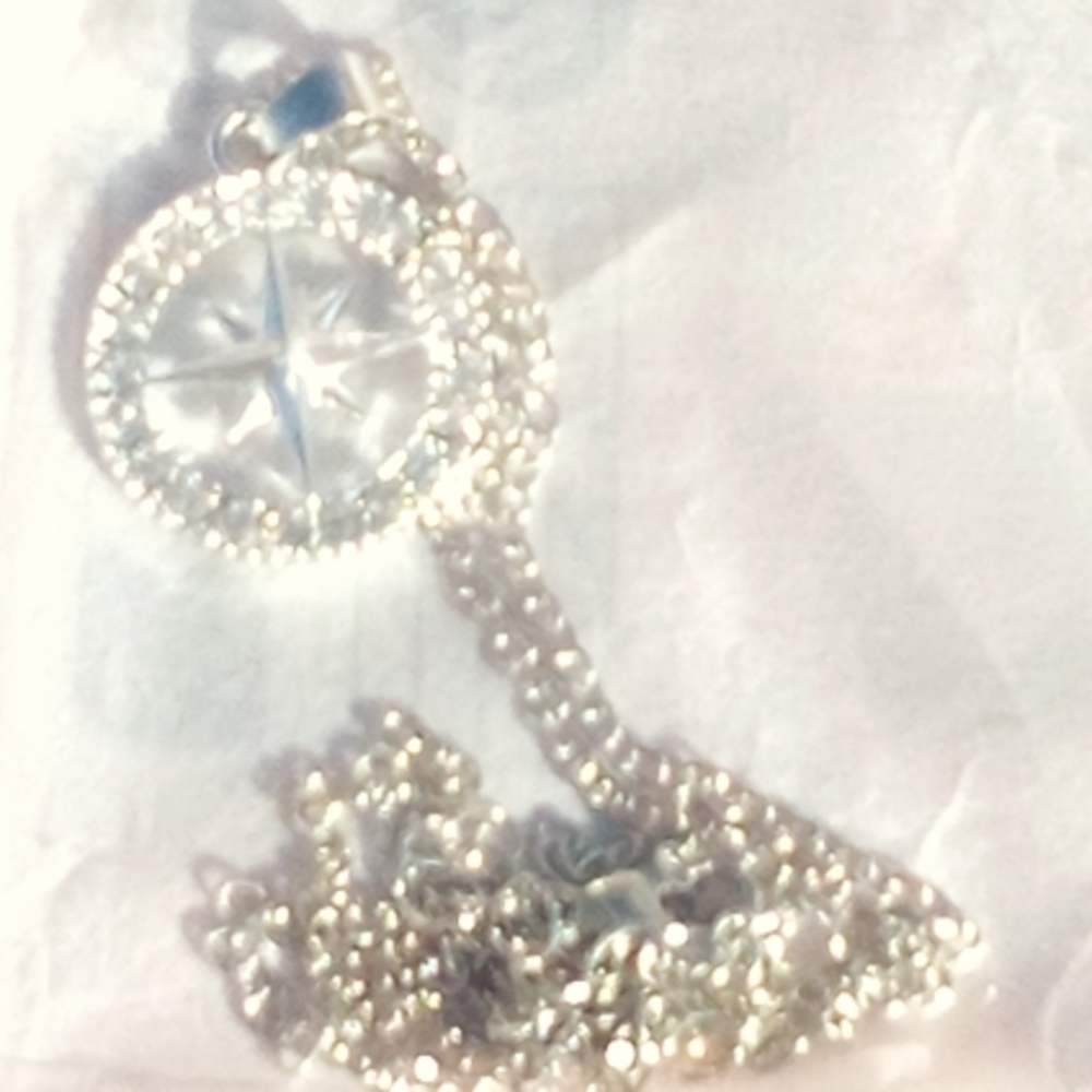 Compass Rose Silver With Diamonds NWT Necklace